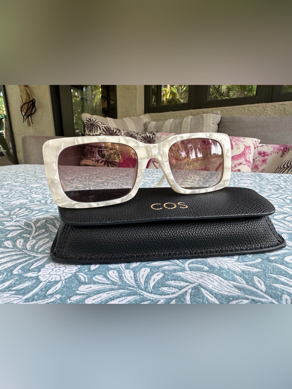 COS Pearl Ivory Geometric Sunglasses | Minimalist Acetate Frames